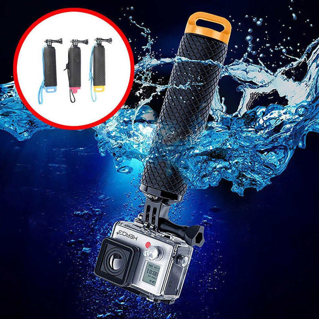 Vibrant floating buoyancy stick for action cameras with textured rubber grip and secure wrist strap. — view 4