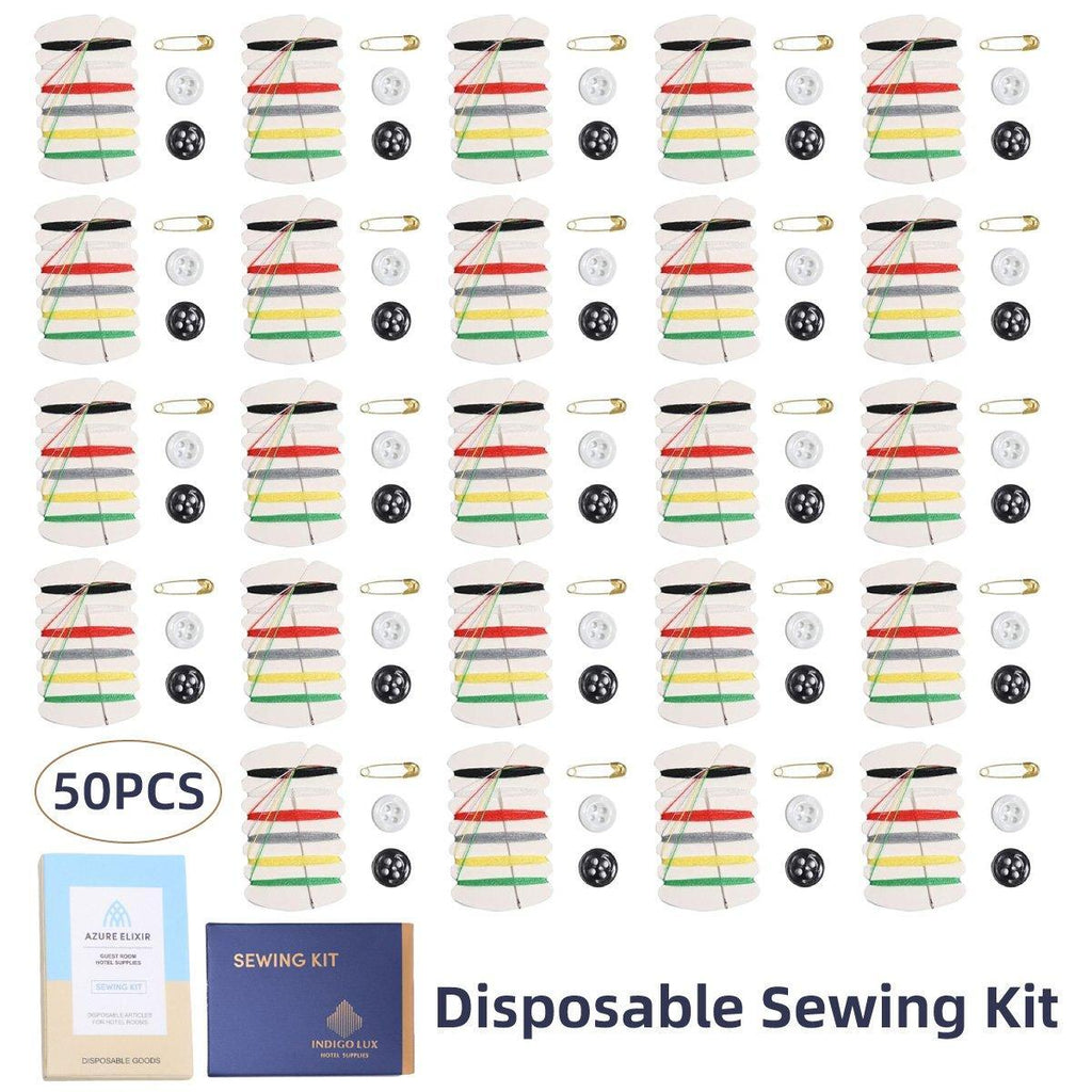 50 piece travel sewing kit with needle threads buttons and safety pin for hotel guests