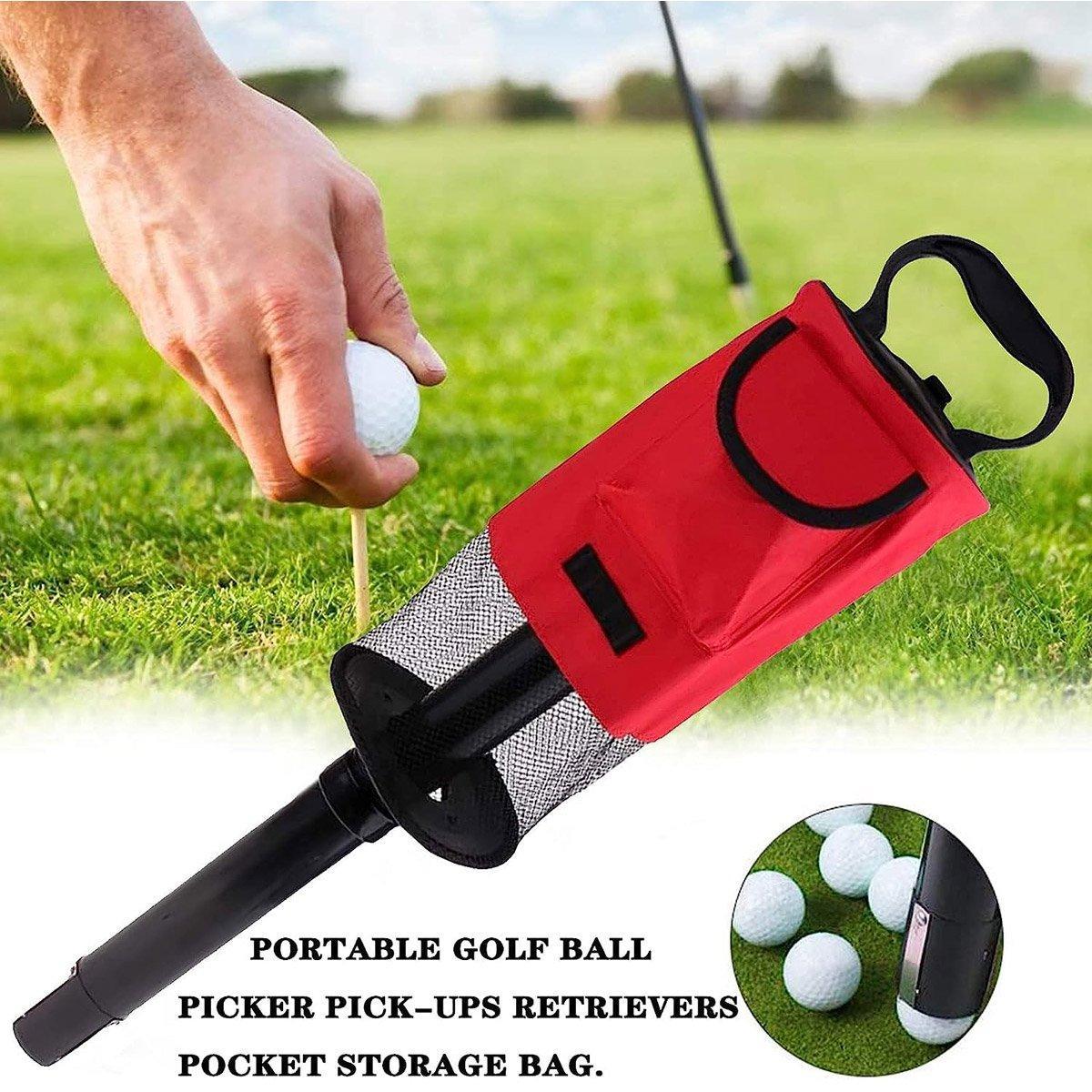 Portable mesh golf ball pickup tube retriever tool with comfortable ergonomic grip handle — view 5