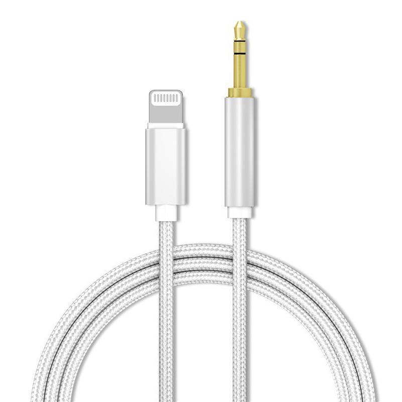 Lightning to 3.5mm Aux cable adapter with braided nylon cord for car stereo and headphones — view 2