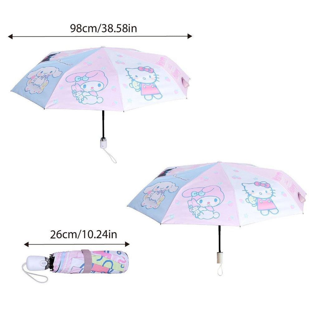 Kawaii black rabbit folding umbrella with a transparent thickened canopy and automatic open close handle — view 3