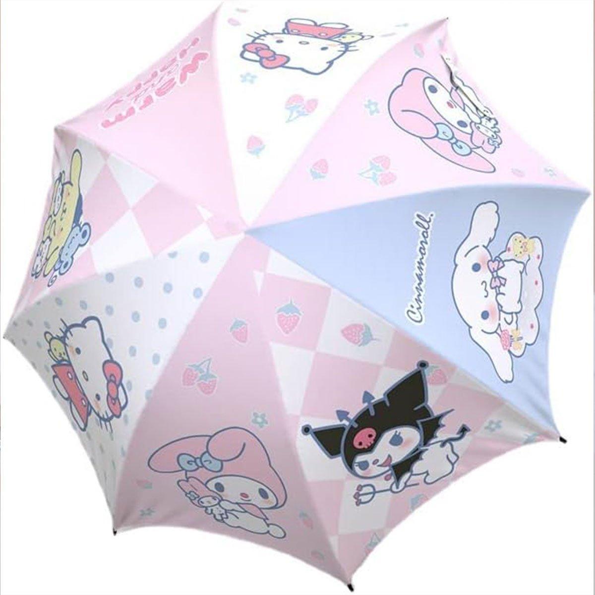 Kawaii black rabbit folding umbrella with a transparent thickened canopy and automatic open close handle — view 2