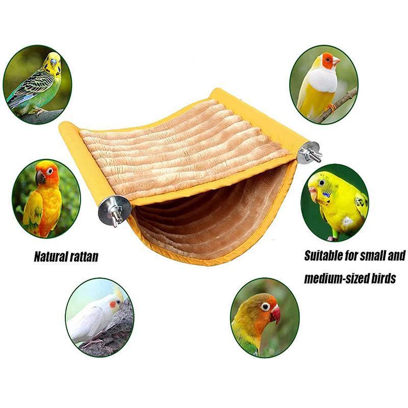 Small plush bird hammock bed with solid wood frame and iron screw buckles for hanging. — view 3