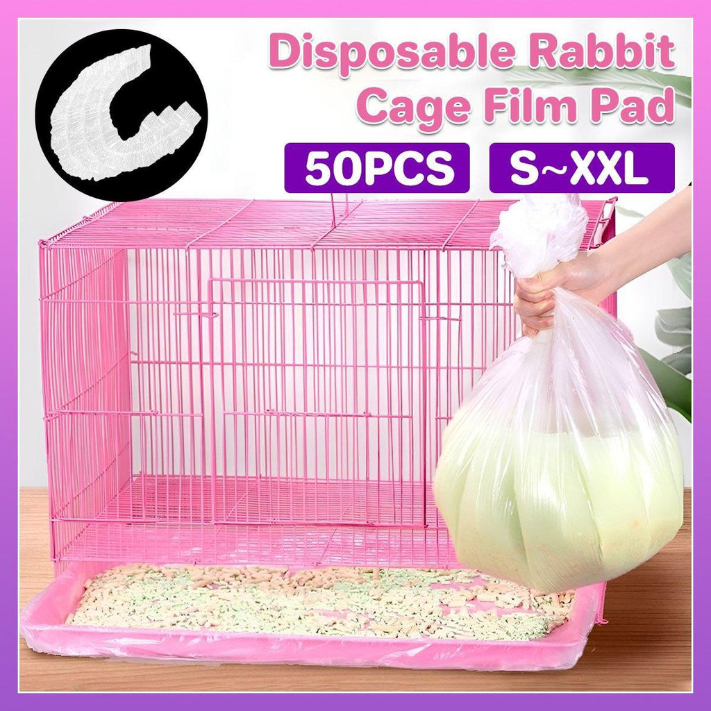 50pcs transparent disposable plastic rabbit cage liner mats with elastic edges for small animal trays