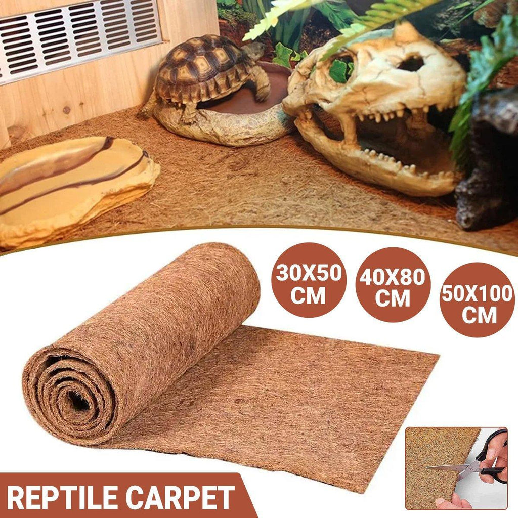 Brown natural coconut fiber reptile terrarium liner mat for tortoises and small pets