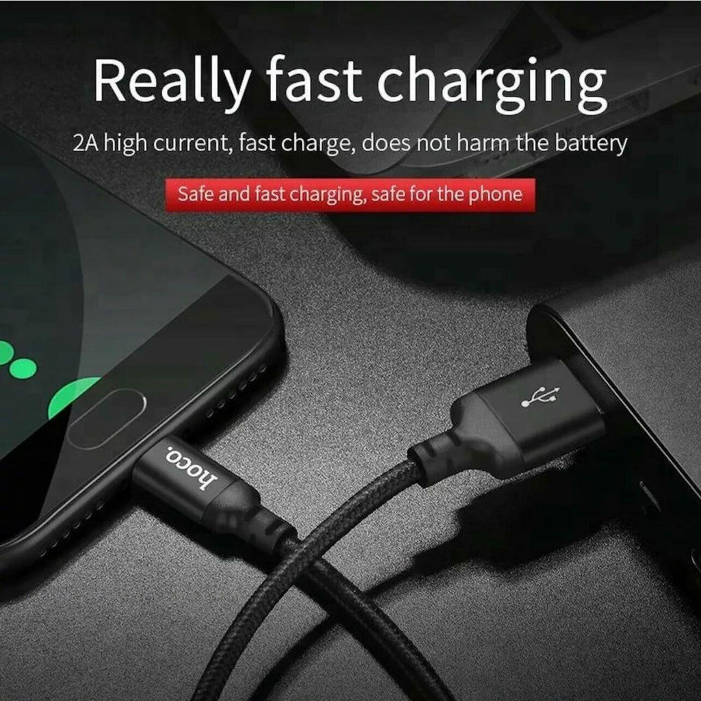Black nylon braided fast charging cable with durable aluminum alloy connector for mobile phones. — view 5