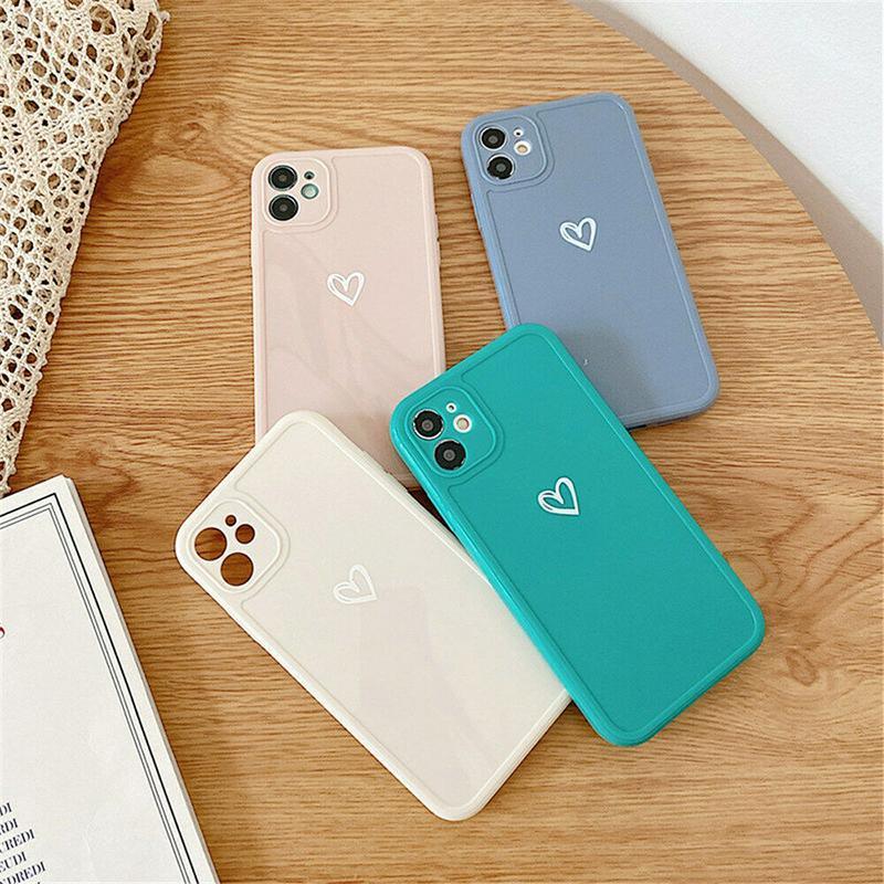Blue shockproof iPhone case with cute heart pattern made of lightweight protective TPU material. — view 3