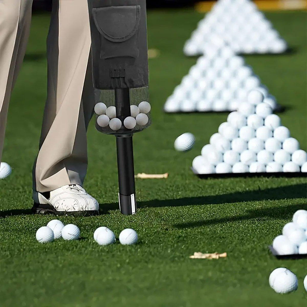 Portable mesh golf ball pickup tube retriever tool with comfortable ergonomic grip handle — view 4