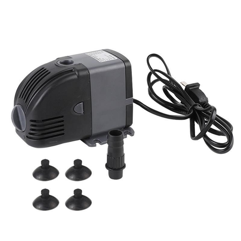 Grey adjustable submersible aquarium water pump with suction cups and detachable nozzle attachments — view 3