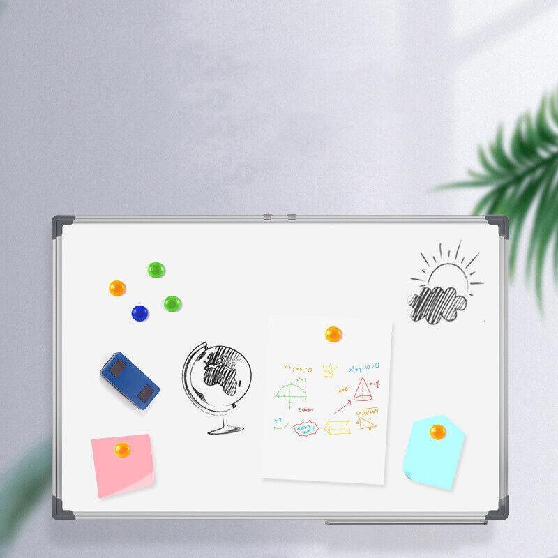 Portable magnetic dry erase whiteboard with aluminum frame marker tray and colorful eraser accessories — view 4