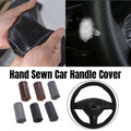 Universal car steering wheel cover in black perforated PU leather with anti-slip grip texture.