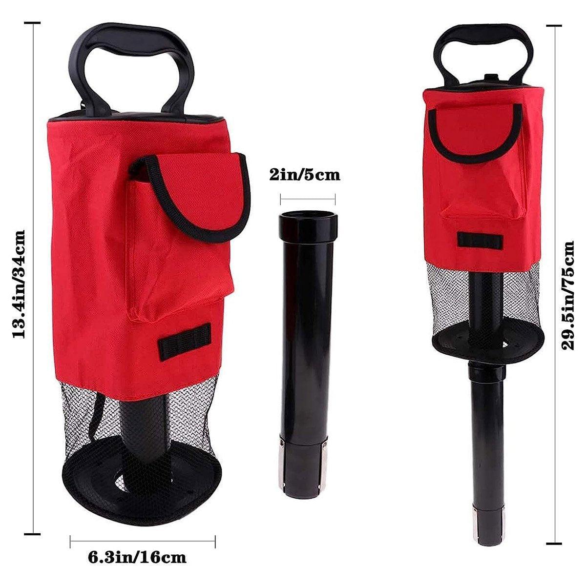 Portable mesh golf ball pickup tube retriever tool with comfortable ergonomic grip handle — view 3