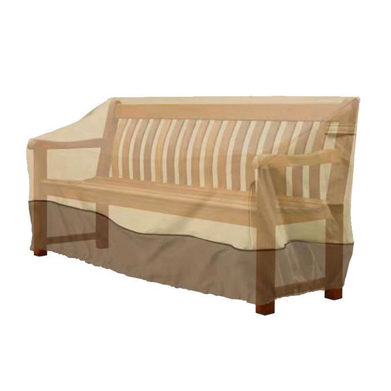 Waterproof patio chair cover in beige and coffee protecting an outdoor lounge seat from heavy rain — view 5