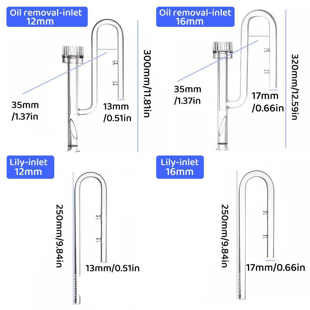 Transparent glass aquarium filter inlet and outlet pipes with oil film remover and plant holder — view 4