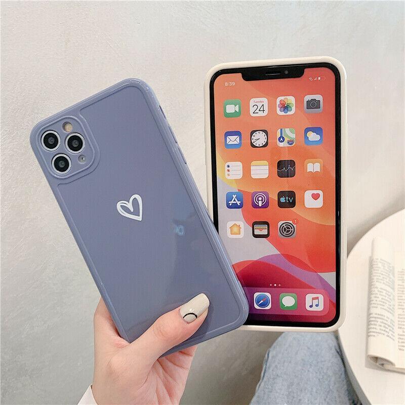 Lake blue shockproof phone case featuring a cute heart pattern in flexible TPU material — view 4