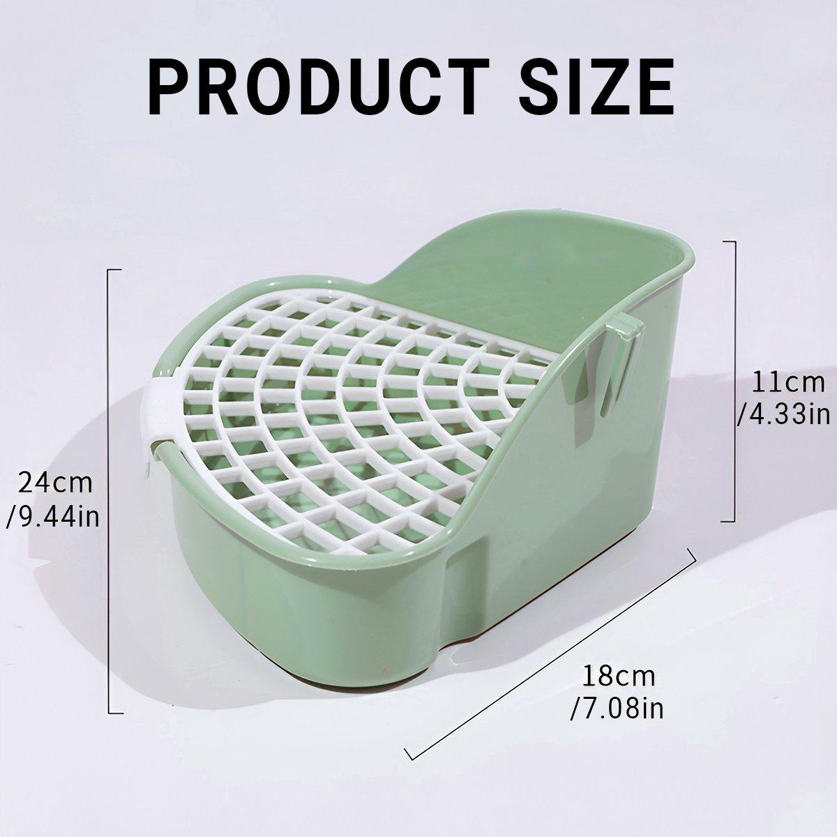White and blue plastic small animal litter box with hygienic grid and secure cage lock — view 3