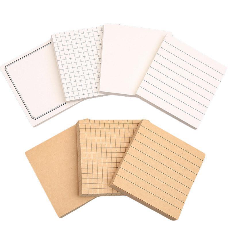 20 piece set of kraft and white paper sticky notes with lined grid and plain patterns — view 2