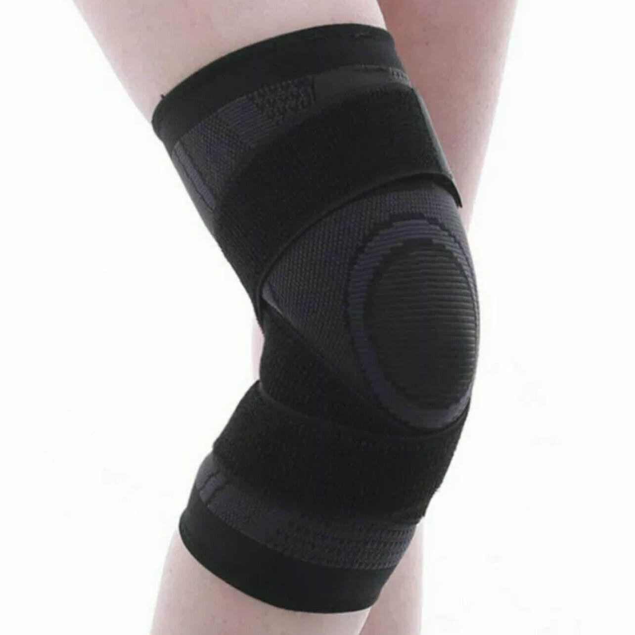 Black 3D compression knee brace support sleeve for sports and arthritis pain relief — view 2