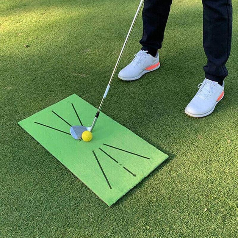 Green portable golf swing training mat with non-slip rubber base and seven practice balls — view 4