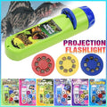 Interactive kids torch projector toy projecting a bright and vibrant dinosaur scene in a dark room