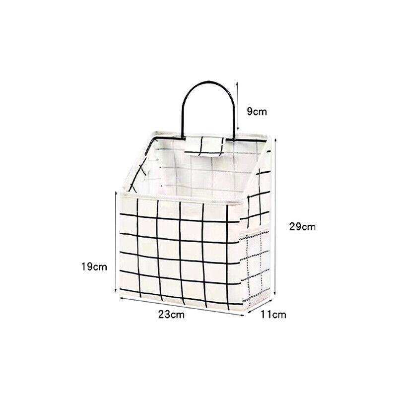 Canvas wall hanging storage bag with side pockets and steel frame hook for home organisation — view 3