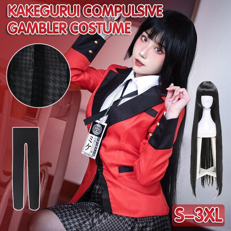 Yumeko Jabami Kakegurui cosplay costume set with red jacket white shirt pleated skirt and tie