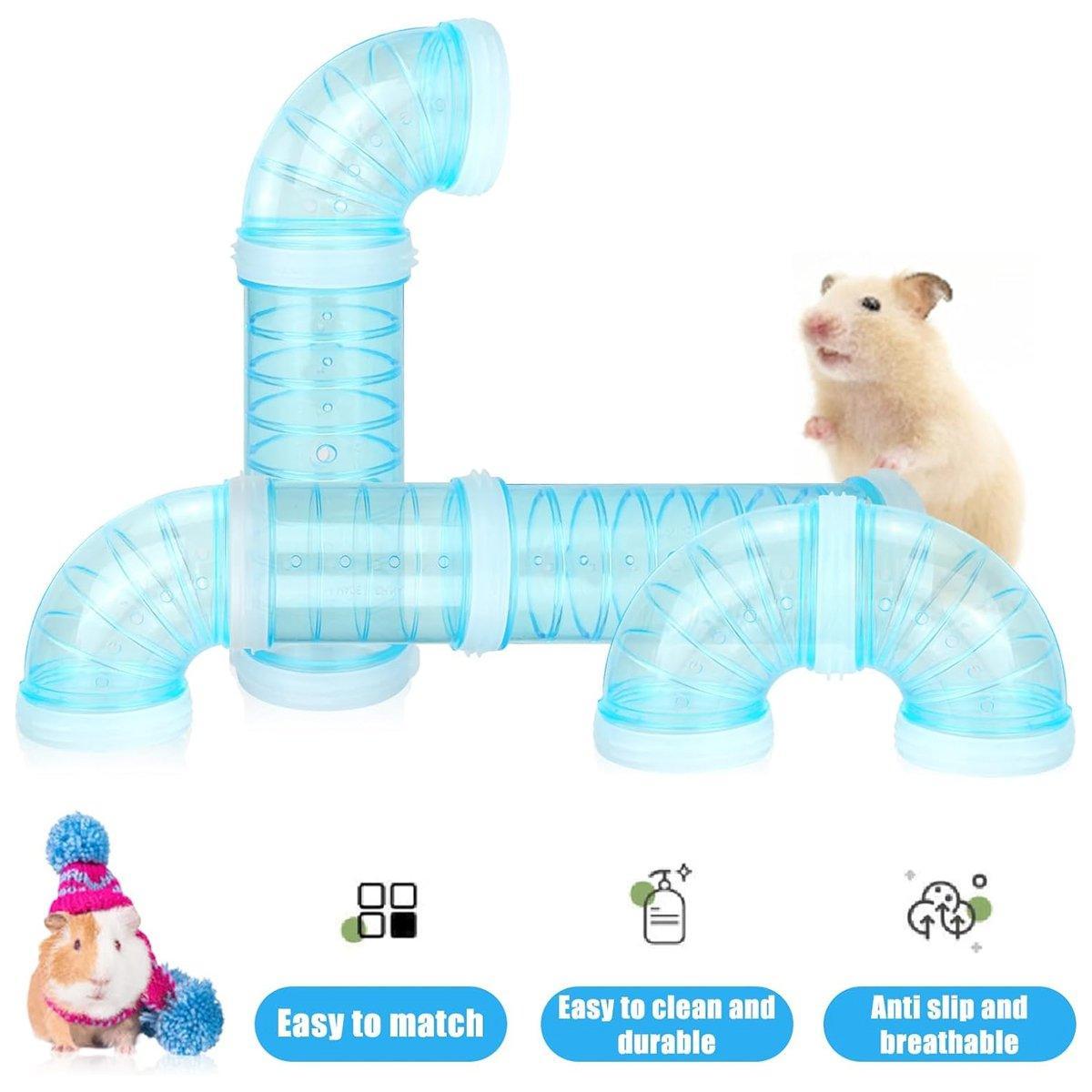 Eight-piece colorful plastic hamster tunnel set for small pet habitat expansion and exercise — view 4