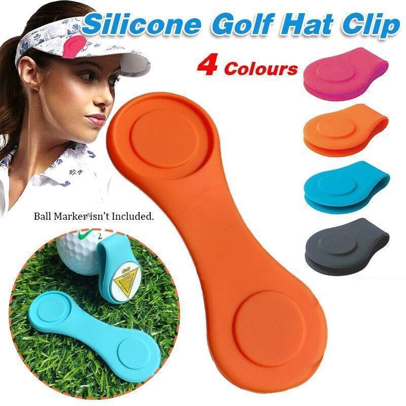 Silicone golf hat clip and magnetic ball marker holder designed for caps and golf apparel