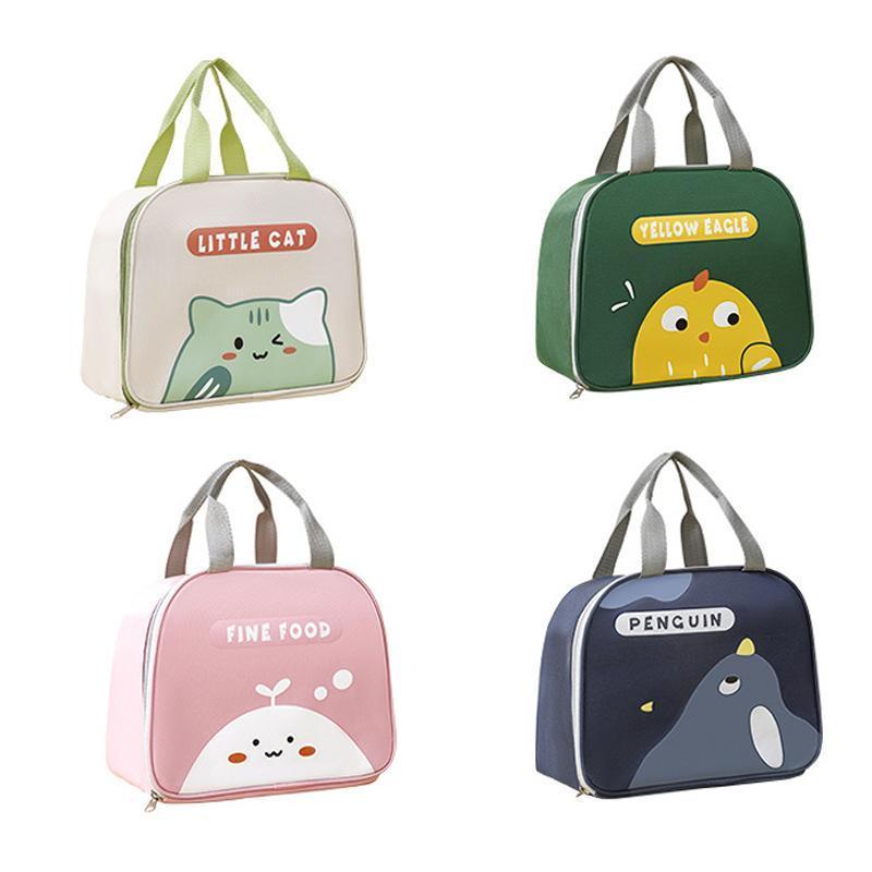 Cute cartoon insulated lunch bag for kids with convenient carrying handle and spacious food compartment — view 2