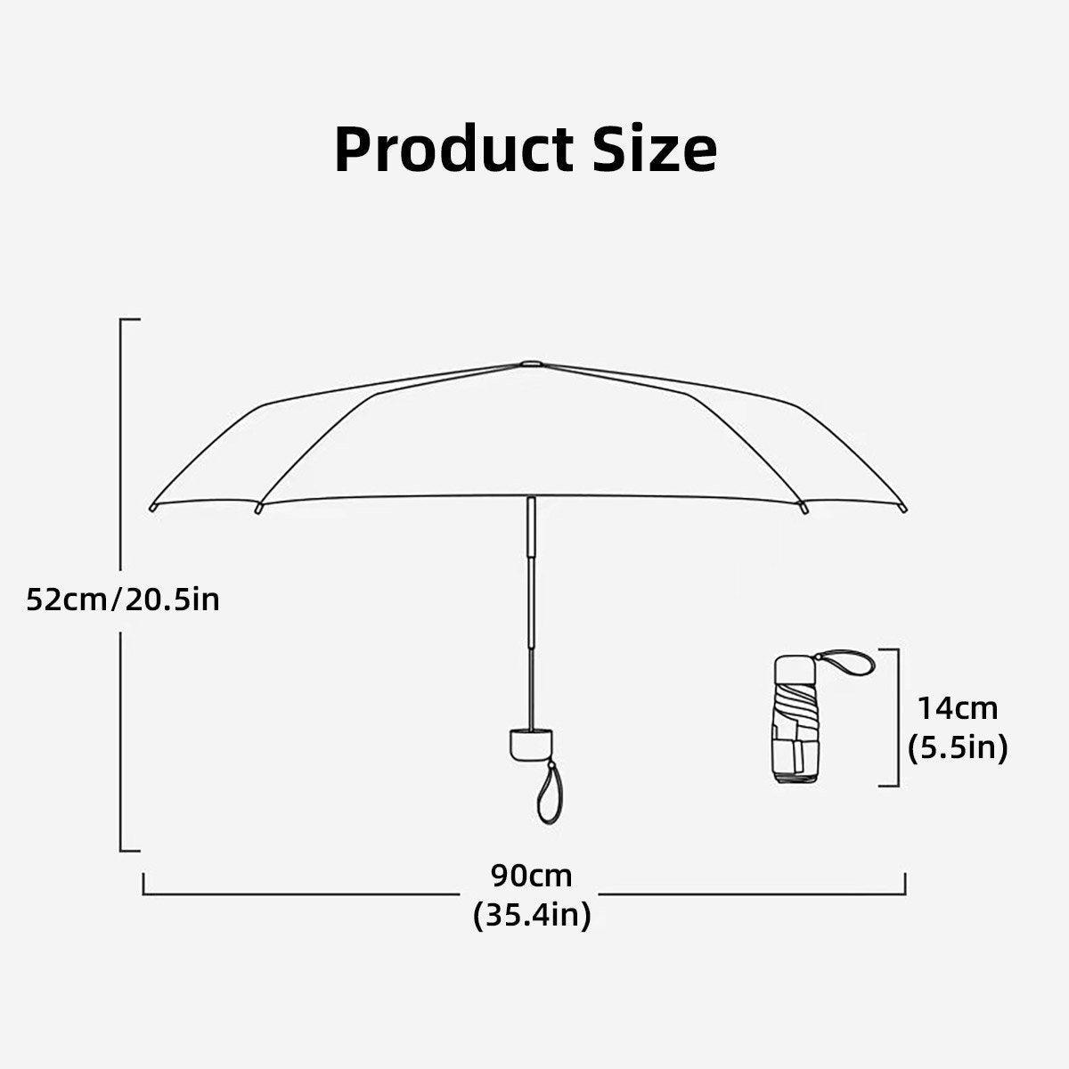Compact portable five-fold travel umbrella with zipper storage case for sun and rain protection — view 3
