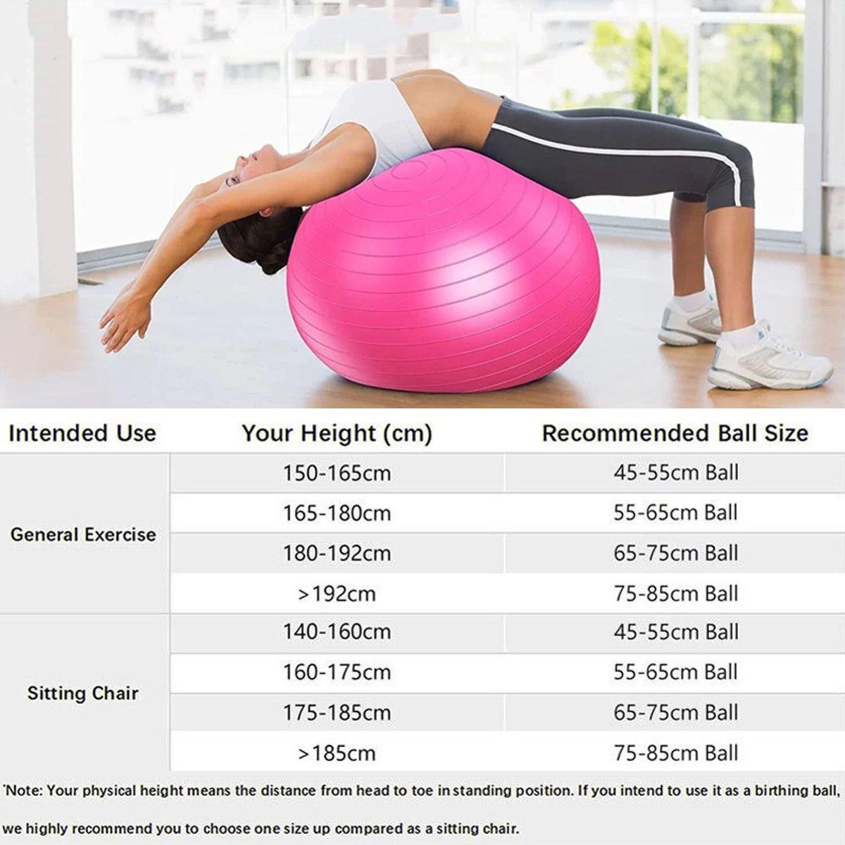 Textured anti-burst inflatable yoga ball in solid color with foot pump for home fitness workouts — view 4