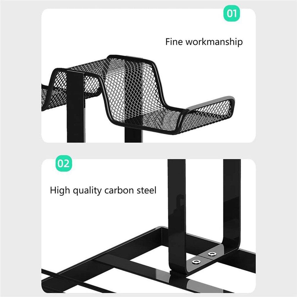 Black metal gaming controller and headphone stand holding console accessories for desk organization and display — view 5