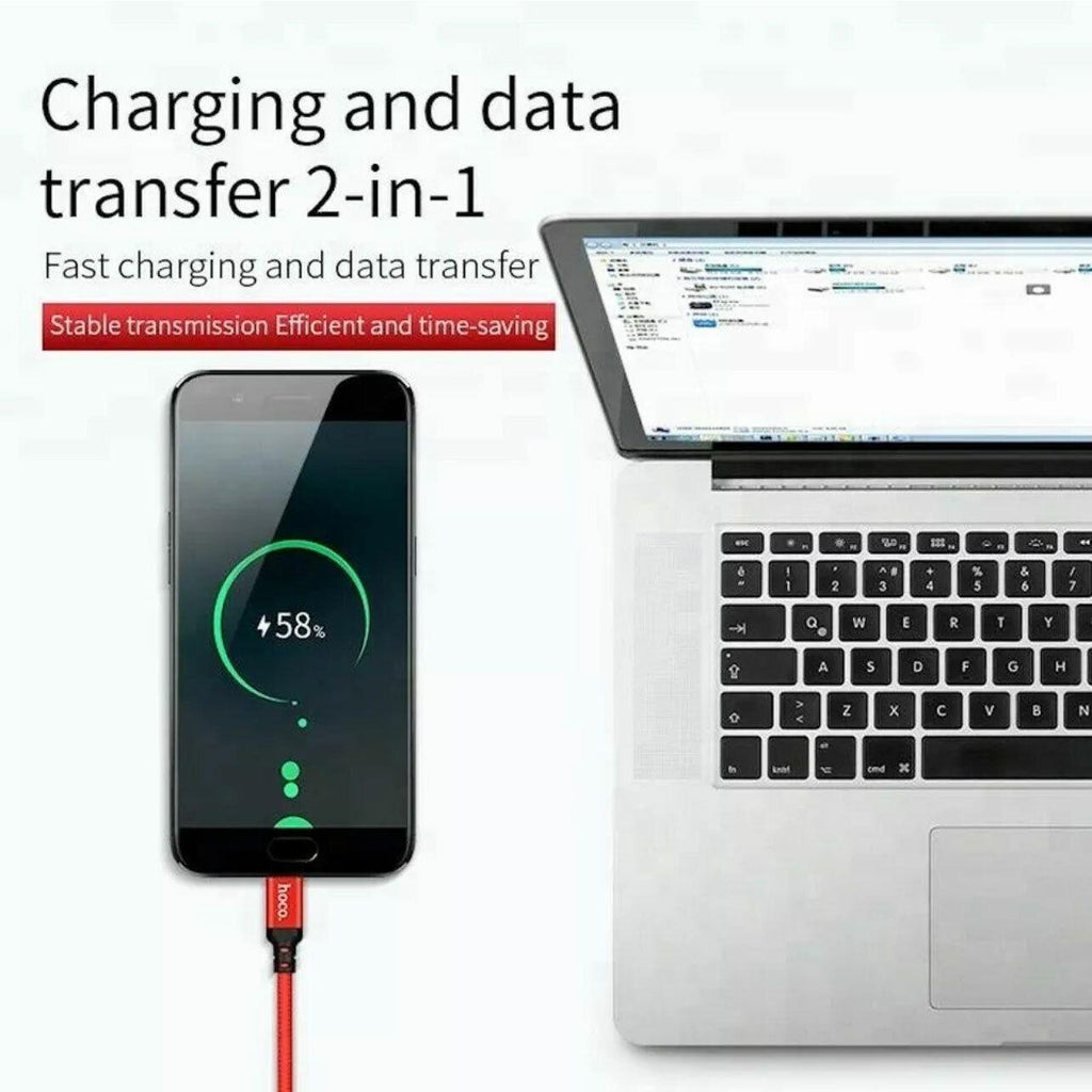 Black nylon braided fast charging cable with durable aluminum alloy connector for mobile phones. — view 3
