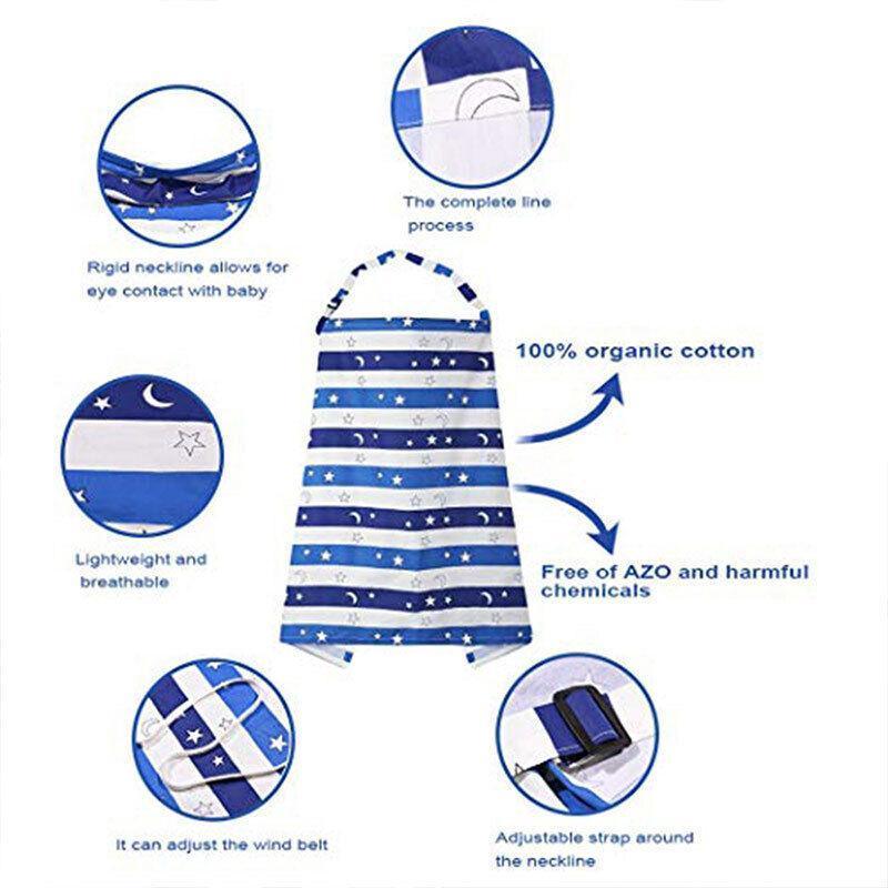 Multifunction breathable cotton nursing cover with rigid neckline and adjustable D-ring strap for private breastfeeding. — view 5