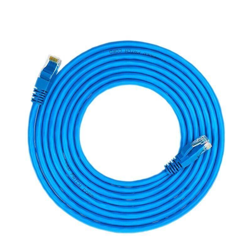 Blue Cat6 Ethernet LAN network cable coiled, providing high speed 1000Mbps gigabit internet connections — view 2