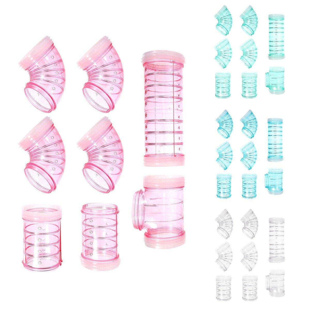 Eight-piece colorful plastic hamster tunnel set for small pet habitat expansion and exercise — view 2