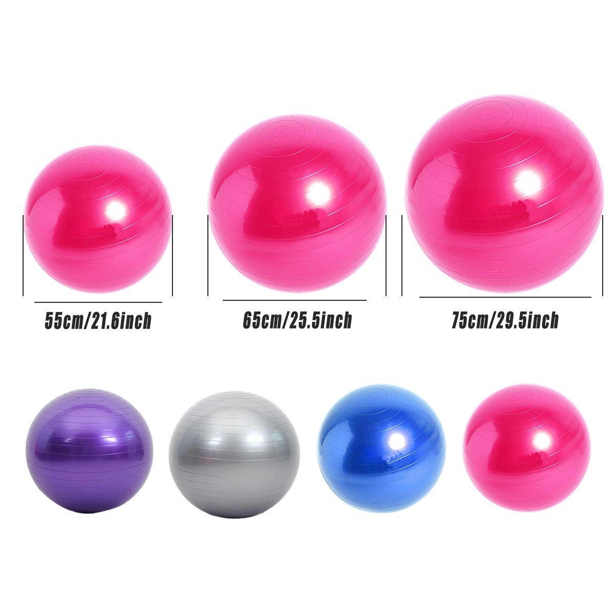 Textured anti-burst inflatable yoga ball in solid color with foot pump for home fitness workouts — view 3