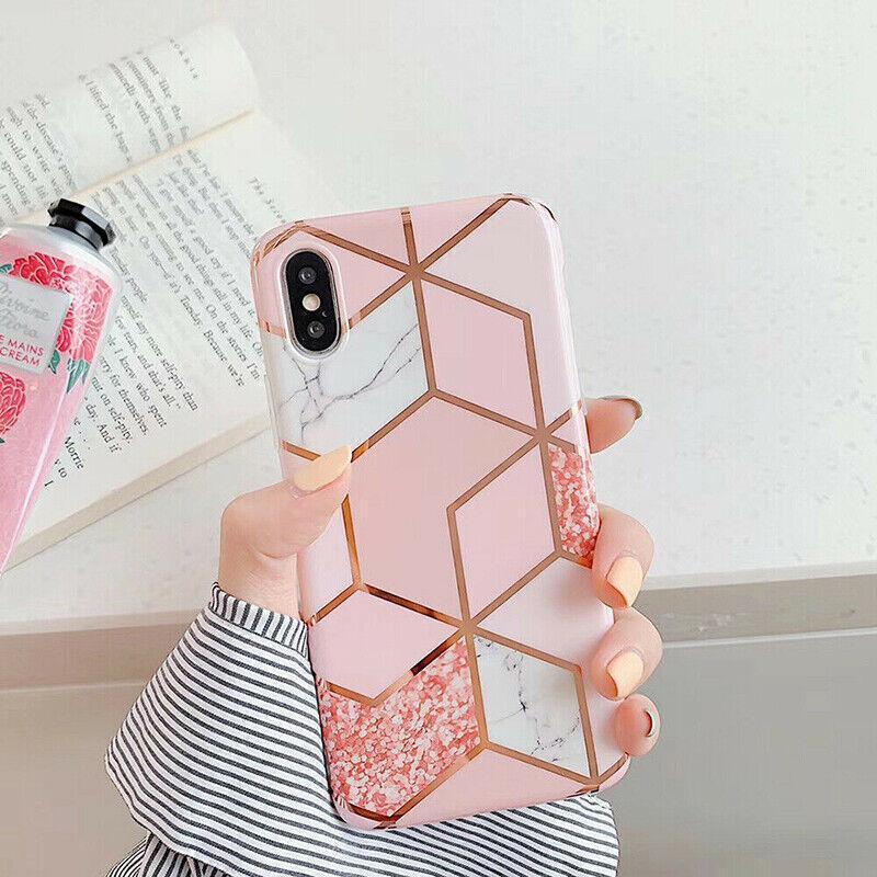Pink marble silicone shockproof iPhone case with sleek glossy finish and precise cutouts — view 3