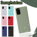 Red shockproof slim phone case for Samsung Galaxy smartphones showing scratch resistant back