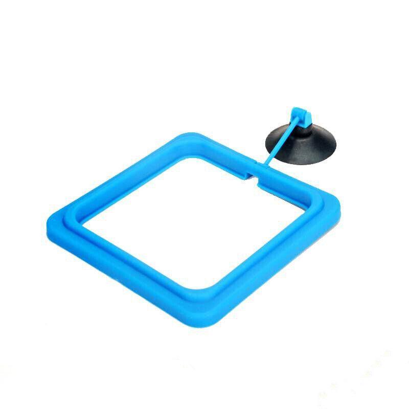Blue floating fish feeding ring with suction cup mount for clean aquarium water — view 2