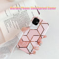 Pink marble silicone shockproof iPhone case with sleek glossy finish and precise cutouts