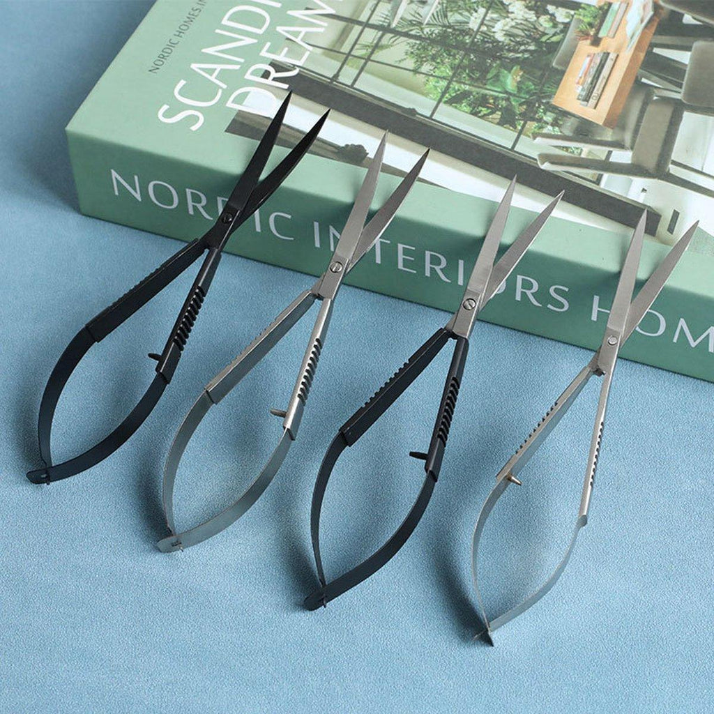 Aquarium plant scissors in stainless steel with straight or elbow blades and ergonomic spring handles — view 4