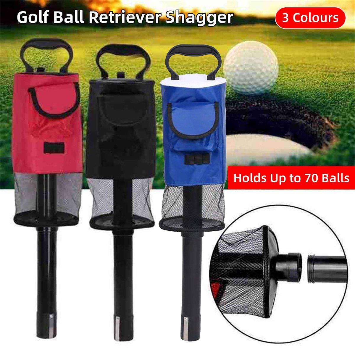 Portable mesh golf ball pickup tube retriever tool with comfortable ergonomic grip handle