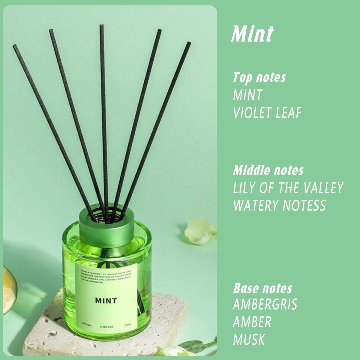 Five 120ml glass aromatherapy reed diffusers with natural rattan sticks in elegant minimalist design — view 5