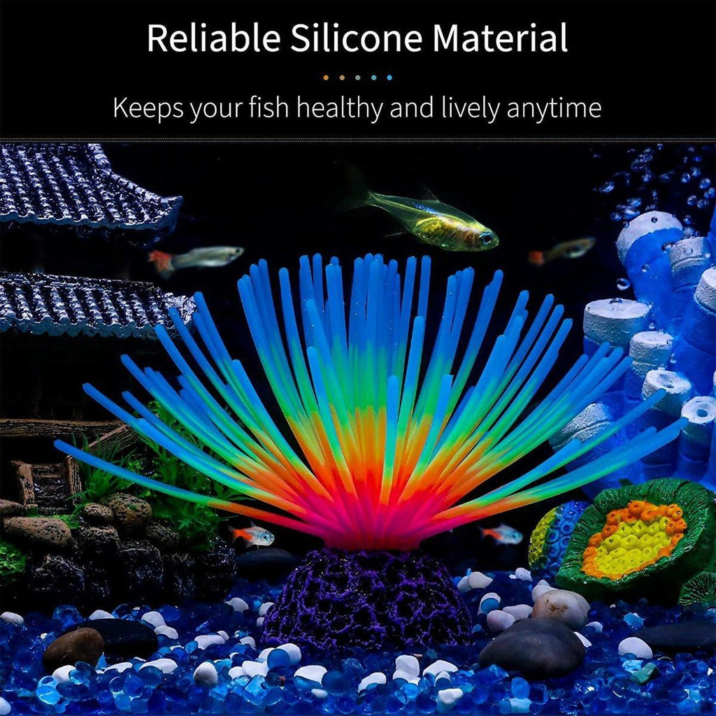 Glowing artificial lotus coral aquarium decoration made of vibrant multicoloured silicone on a resin base — view 5