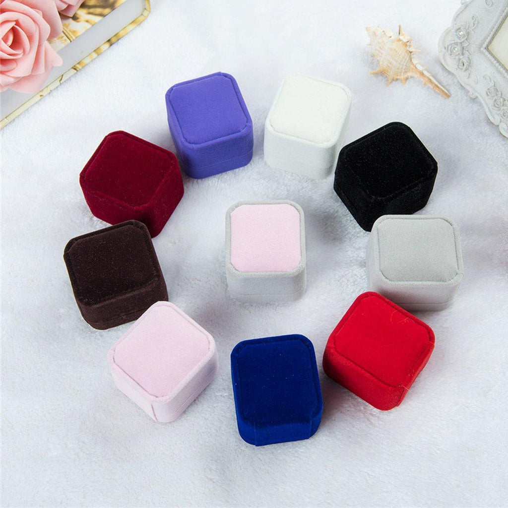 Ten piece soft flannel jewelry box set for rings and earrings in vibrant colors — view 4