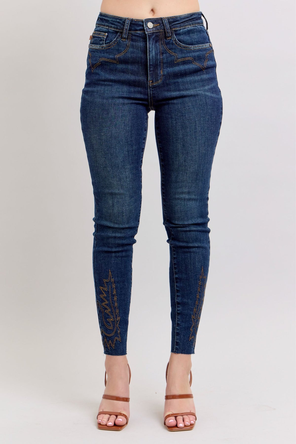 Judy Blue Full Size Embroidered High Rise Skinny Jeans Plus Size-0
