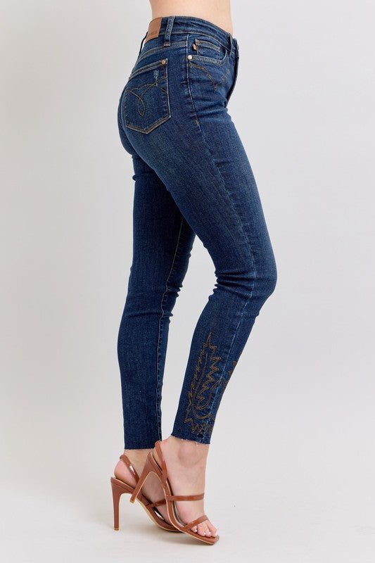 Judy Blue Full Size Embroidered High Rise Skinny Jeans Plus Size-1