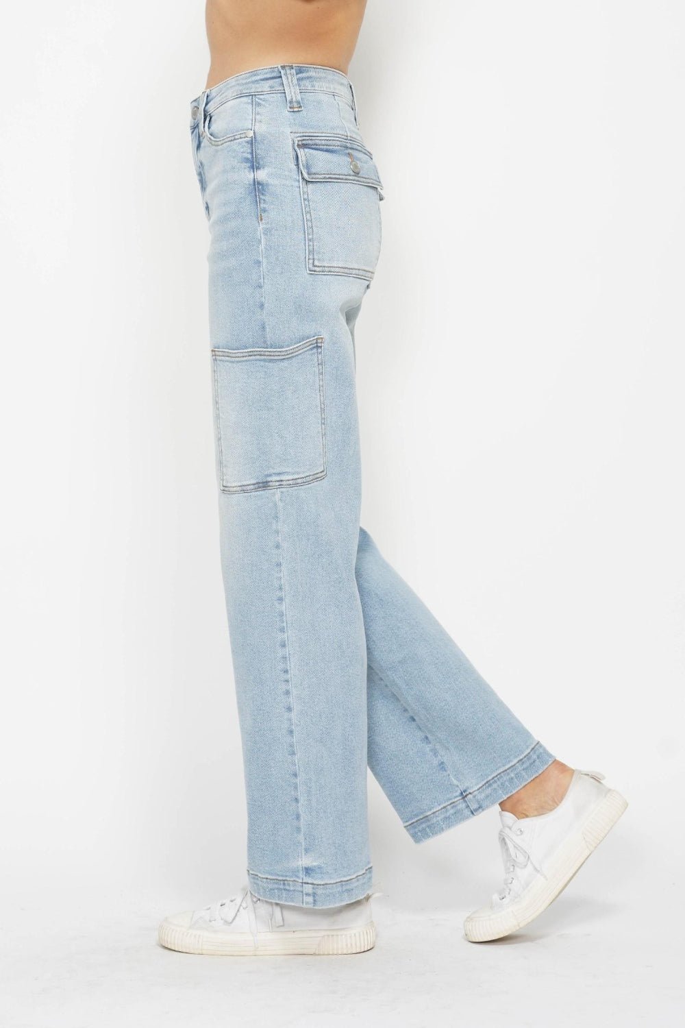 Judy Blue Full Size High Waist Straight Cargo Jeans-2