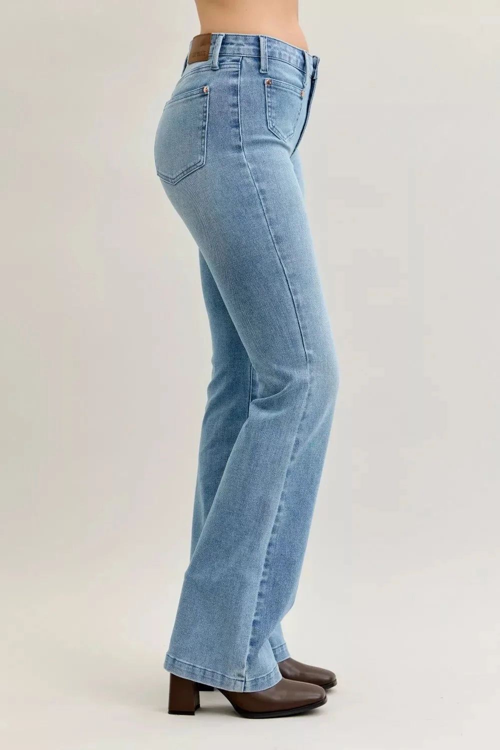 Judy Blue Full Size Mid Rise Bootcut Jeans with Contrast Wash & Front Patch Pockets Plus Size-2